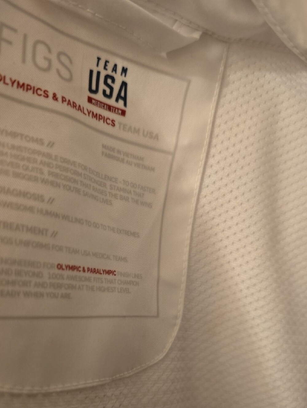 Figs White Team USA Medical Jacket with Navy and Red Logo - Picture 5 of 7